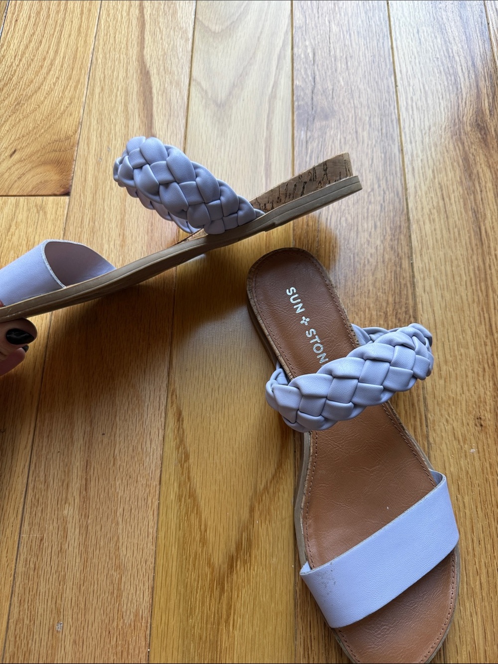 Sun + Stone Women’s Lavender Braided Double Strap Slide Sandals Size 7.5 - Picture 3 of 3